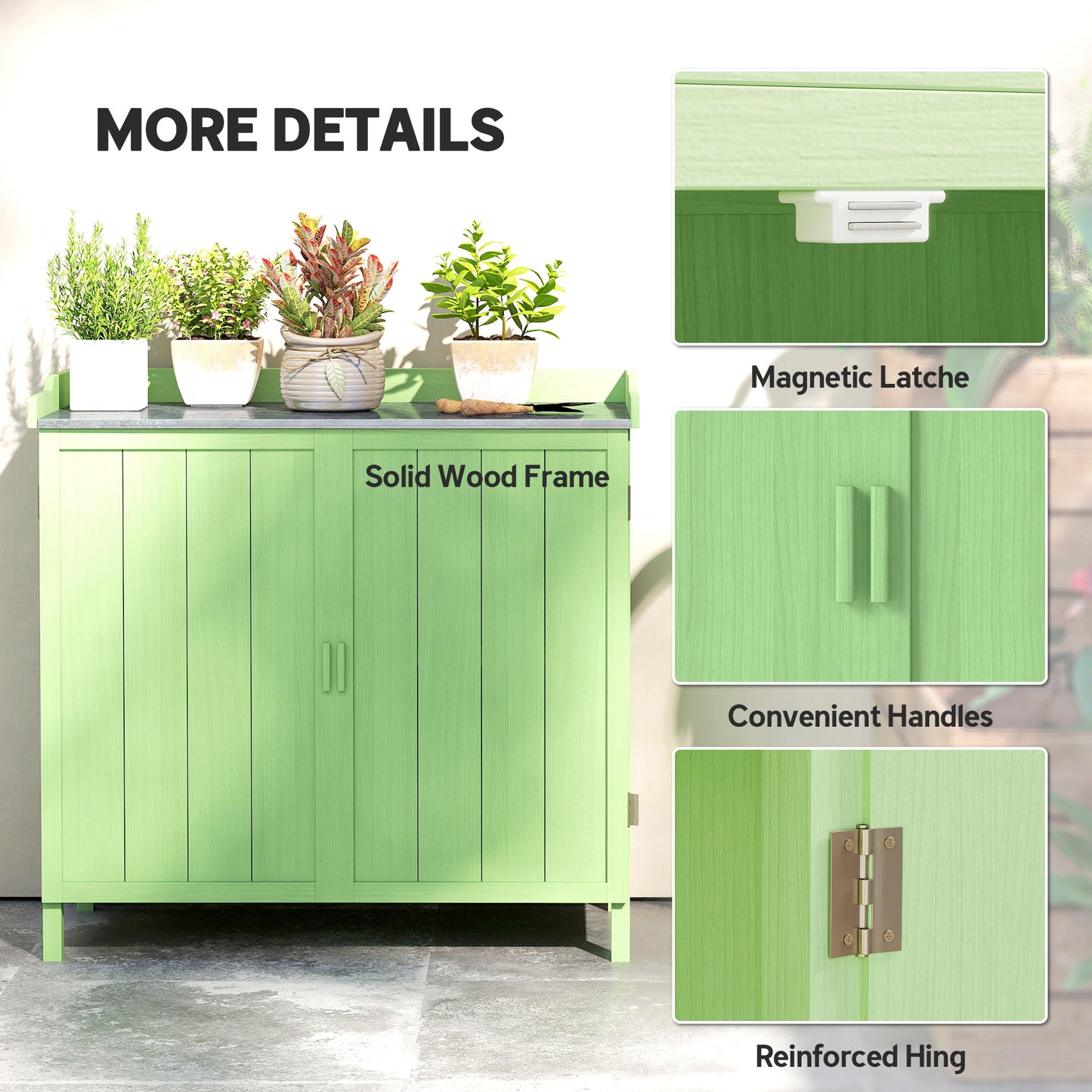 Outsunny Wood Storage Cabinet with Shelves Green