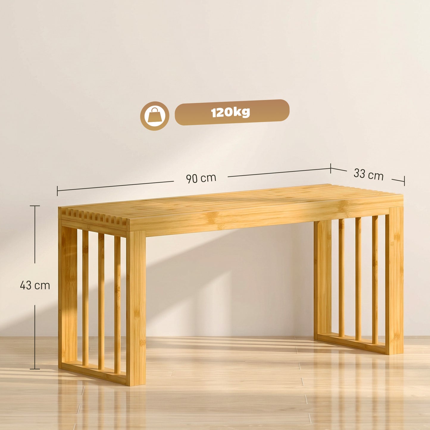 HOMCOM 90 cm Bamboo Shoe Bench Backless Hallway Bench Seat, Wood Indoor Decor for Entryway, Natural