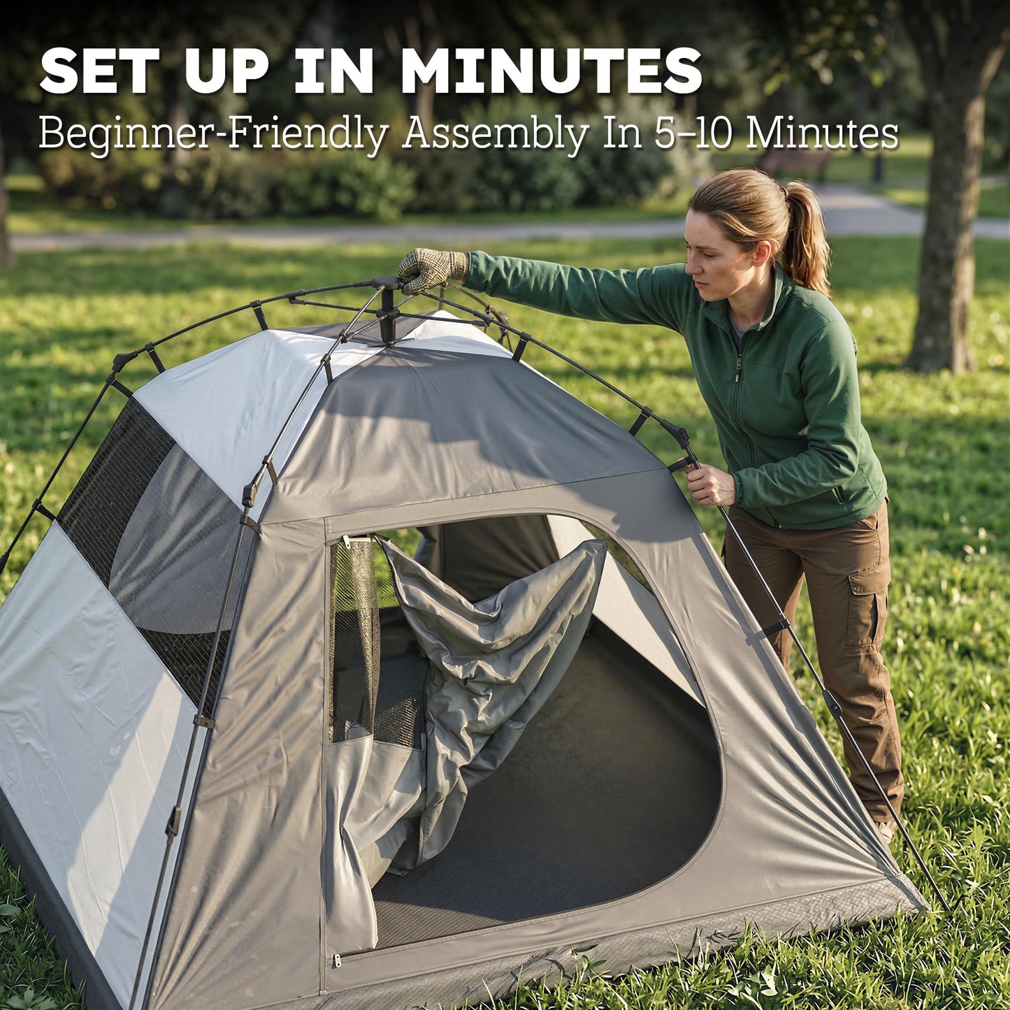 Outsunny Camping Tent 3000mm Waterproof Tent with 2 Doors, Dark Grey and Red