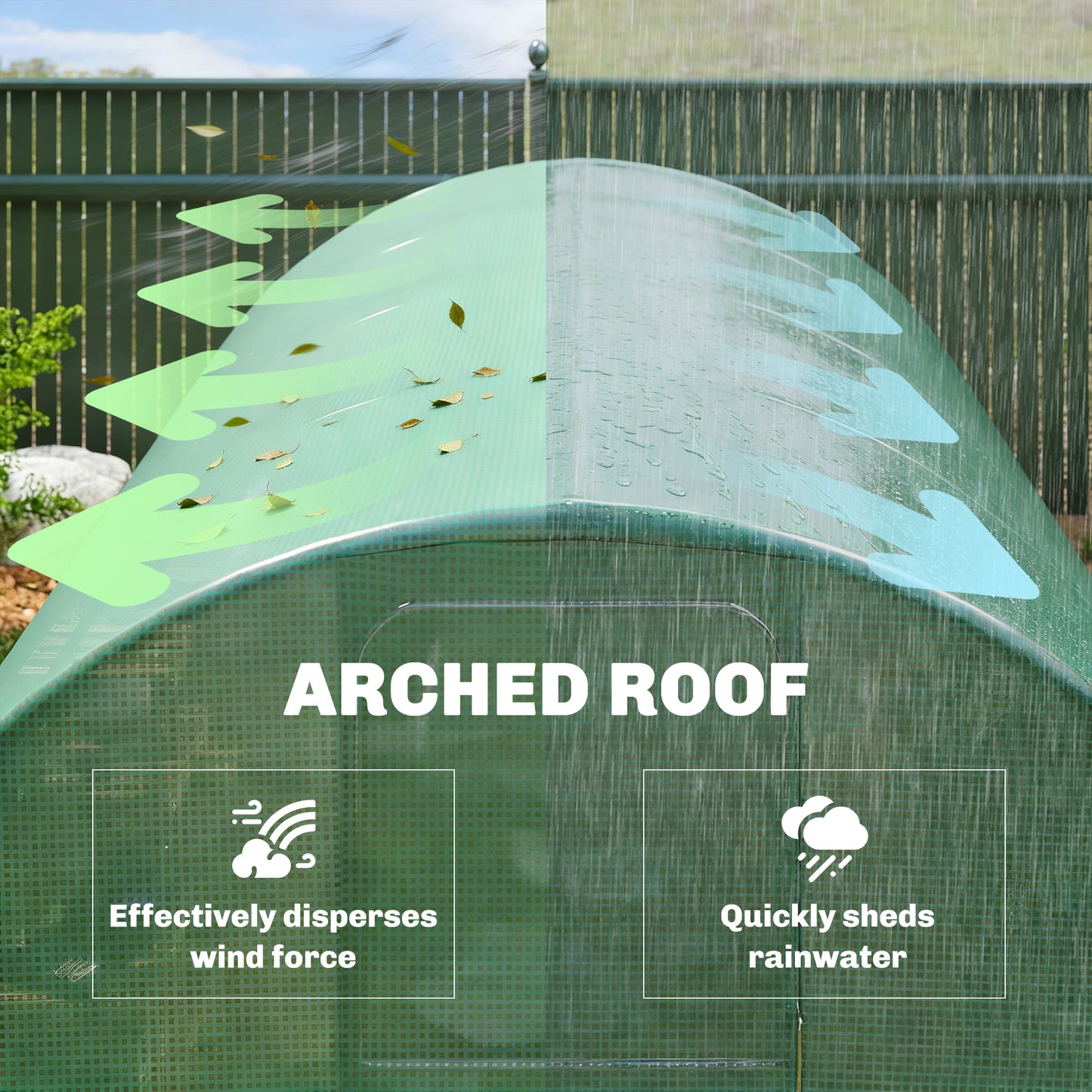 Outsunny 3 x 4 m Walk-in Polytunnel Greenhouse with Hinged Door and 8 Roll Up Mesh Windows, Garden Tunnel Warm House Tent, Green