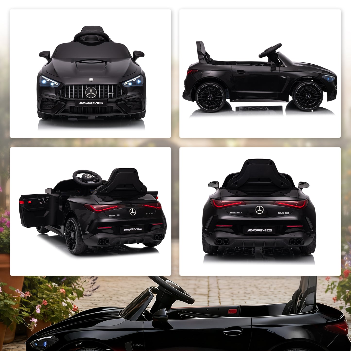 AIYAPLAY Licensed Mercedes AMG Kids Electric Car, 12V Ride On Car with Dual Motors, Remote Control for 3-6 Years, Black