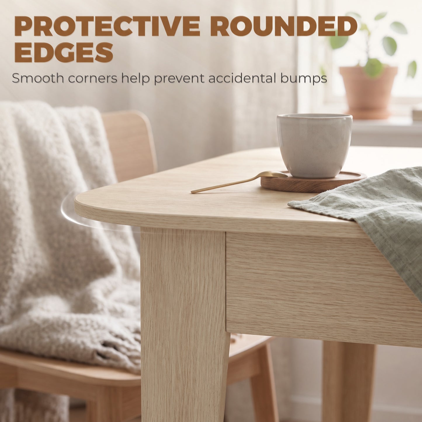 HOMCOM Extendable Oval Dining Table for 4-6, Farmhouse Expandable Kitchen Table, Round Edges, Oak