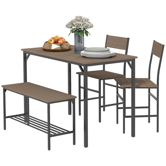 HOMCOM Four-Piece Dining Set With Table Chairs and Bench