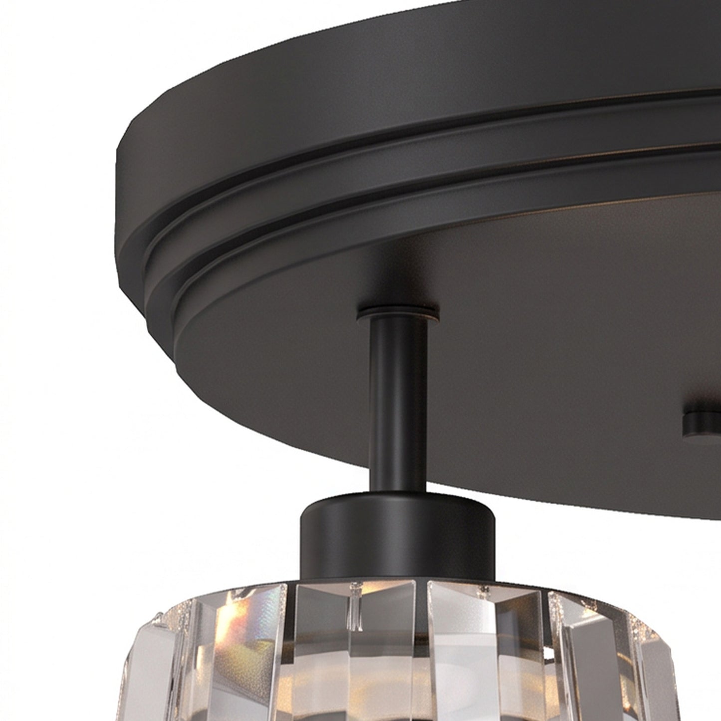 HOMCOM 3-Light Crystal Glass Ceiling Light, Triple Head with Dual Mounting, Modern Ceiling Lamp for Living Room, Black