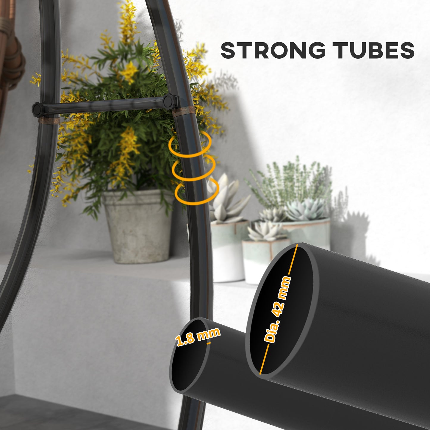 Outsunny Hammock Chair Stand, Heavy Duty Metal Frame, 150 KG Capacity, Indoor/Outdoor Use, Black