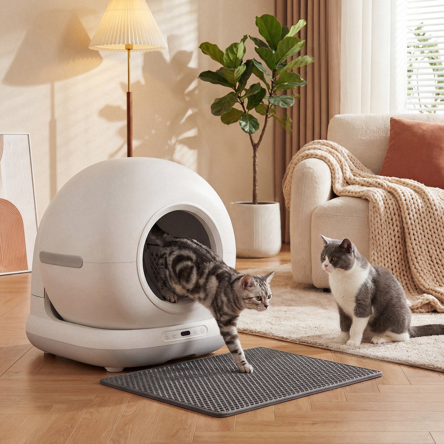 PawHut 72L Self Cleaning Cat Litter Tray Automatic Cat Litter Box APP Control for Multiple Cats