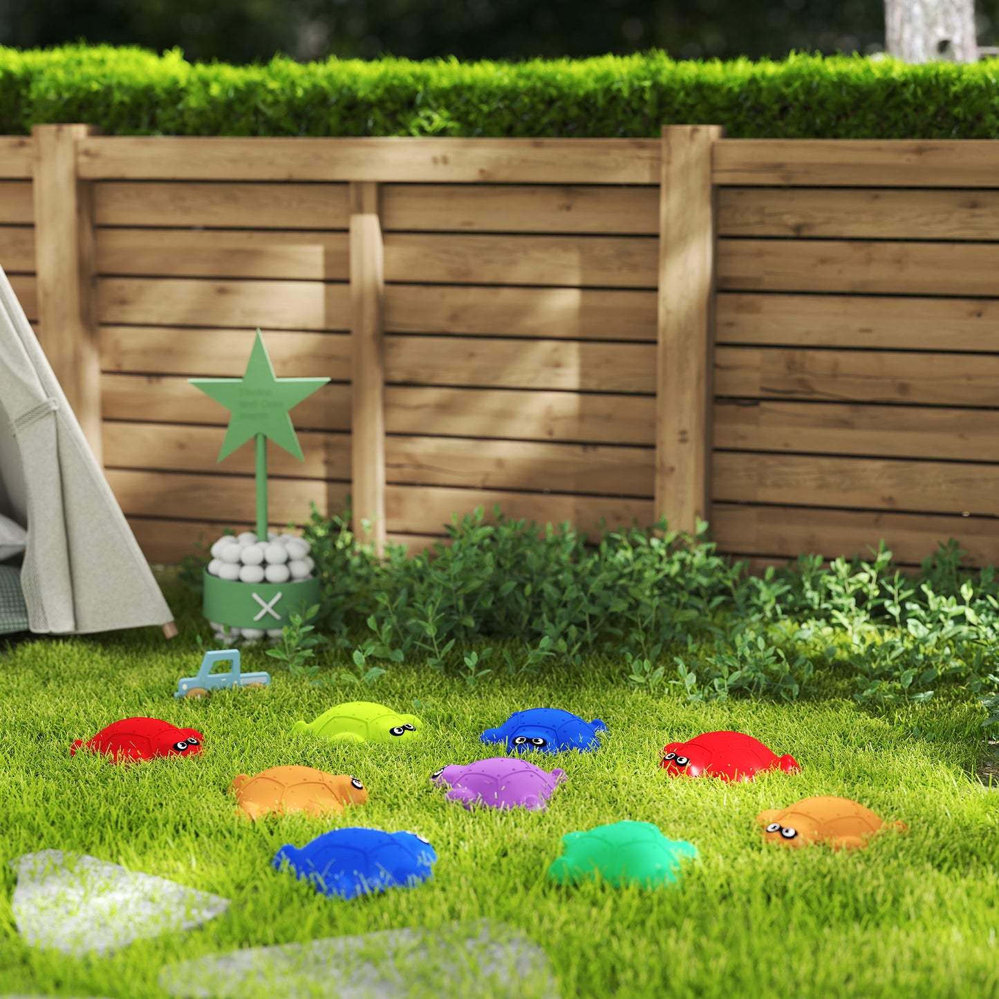 AIYAPLAY 9 PCS Balance Stepping Stones with Non-slip Edge, Indoor Outdoor Obstacle Courses for Kids Ages 3-8 Years, Multicoloured