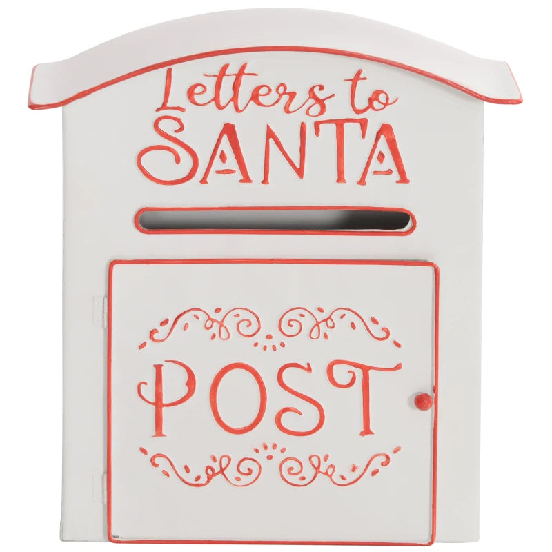 HOMCOM Christmas Post Box, Letters to Santa Mailbox, Wall Mounted Postbox, Christmas Decoration for Indoor and Outdoor, White