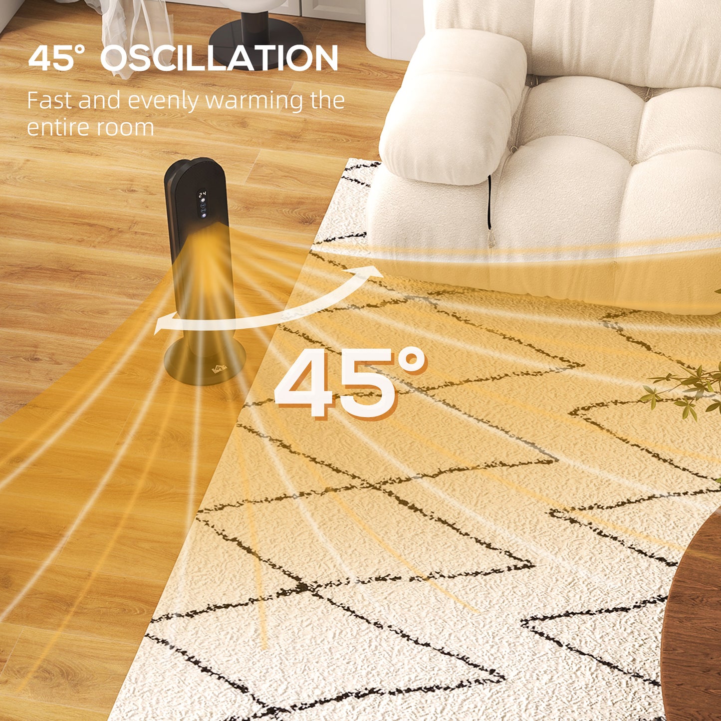 HOMCOM 45° Oscillating Ceramic Space Heater, with Remote - Black