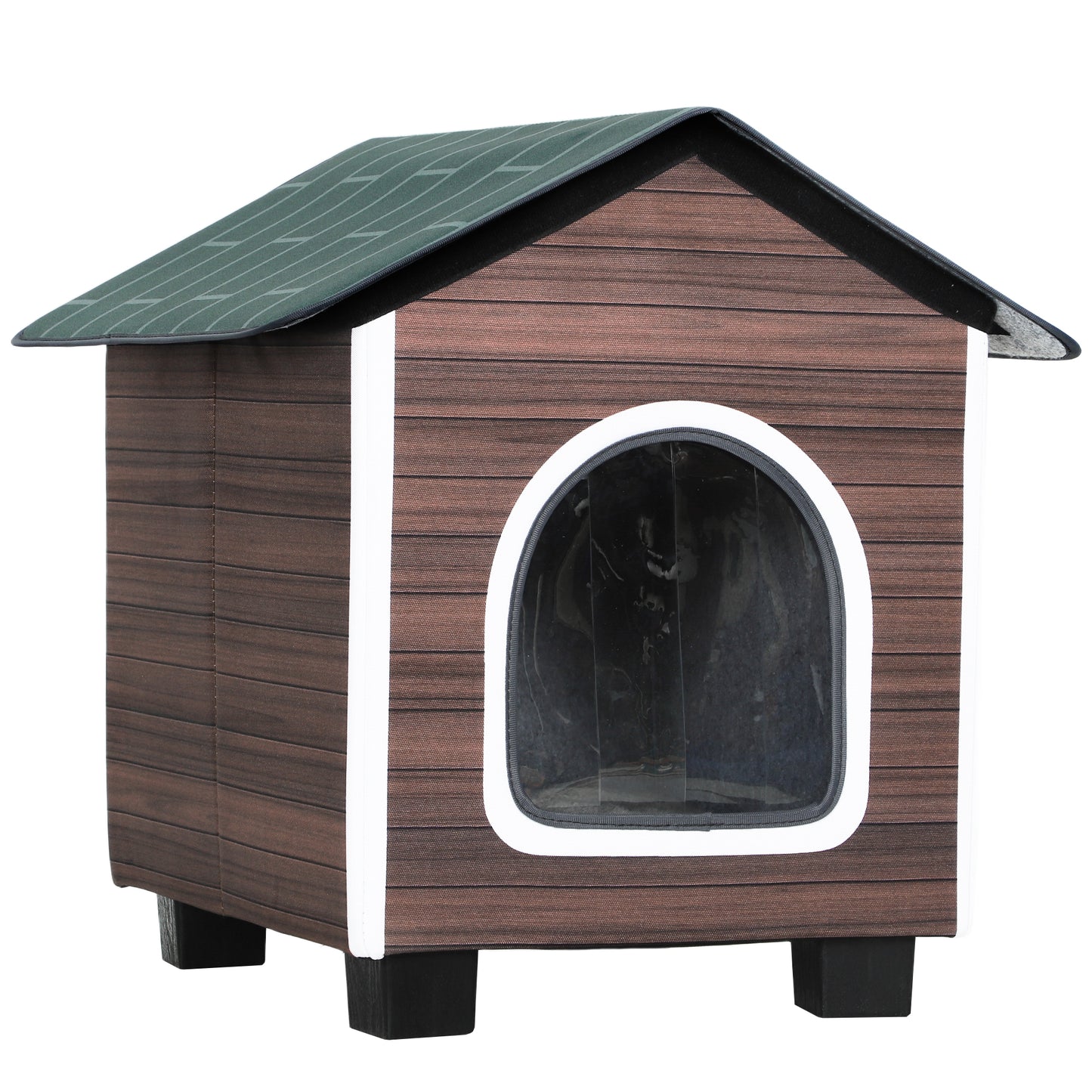 PawHut Insulated Outdoor Cat House, Waterproof Feral Cat Shelter with Elevated Base and Cushion, Red-brown