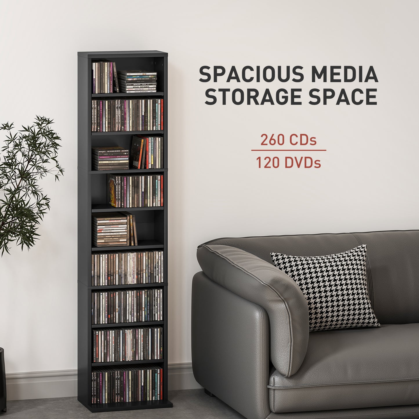 HOMCOM 260 CD/120 DVD Storage Unit - Black