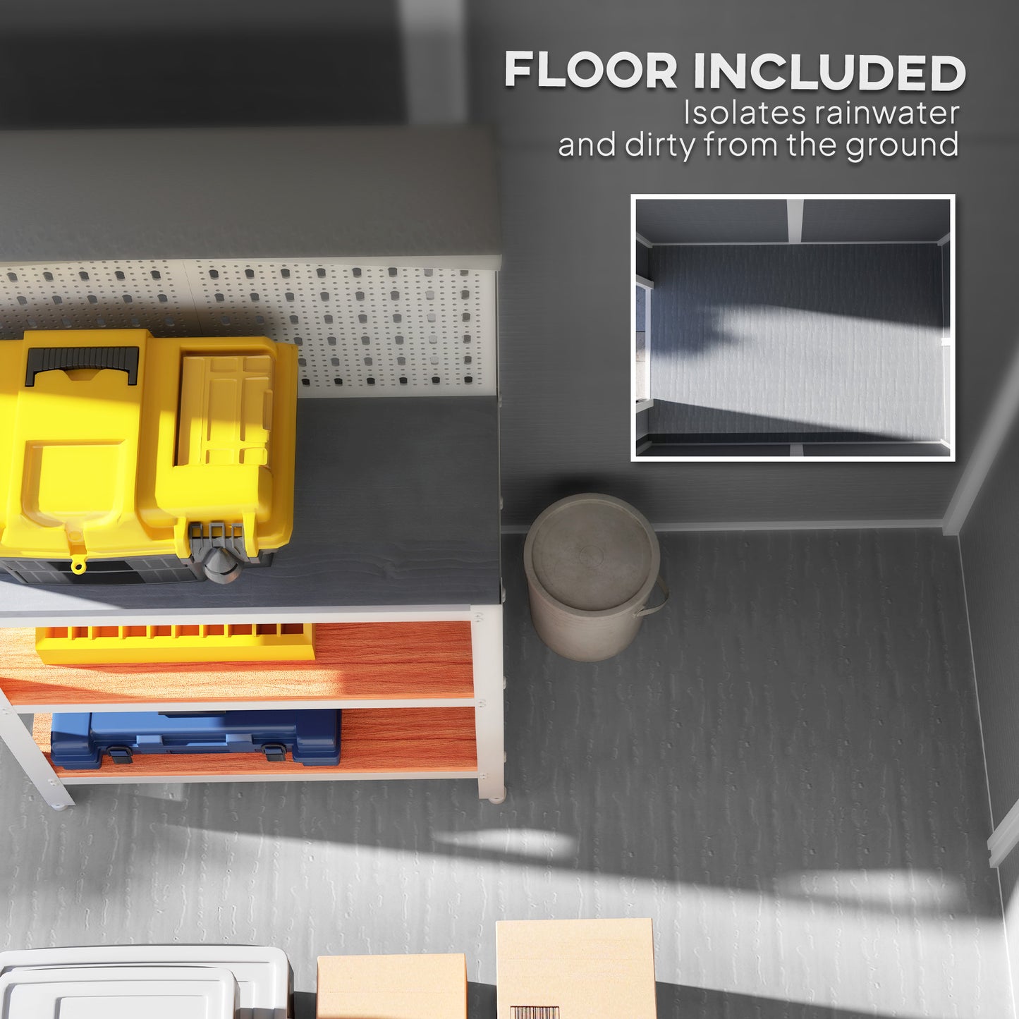 Outsunny 4 x 6ft Garden Shed, Plastic Shed with Floor, Window, Lockable Door and Vents, Resin Tool Shed for Outdoor Patio, Grey