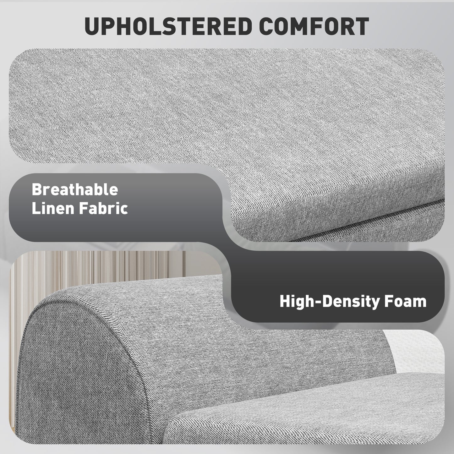 HOMCOM Storage Ottoman, Upholstered Linen Bench with Armrest, Rubberwood Legs, Footstool for Bedroom, Living Room, Hallway, Dark Grey