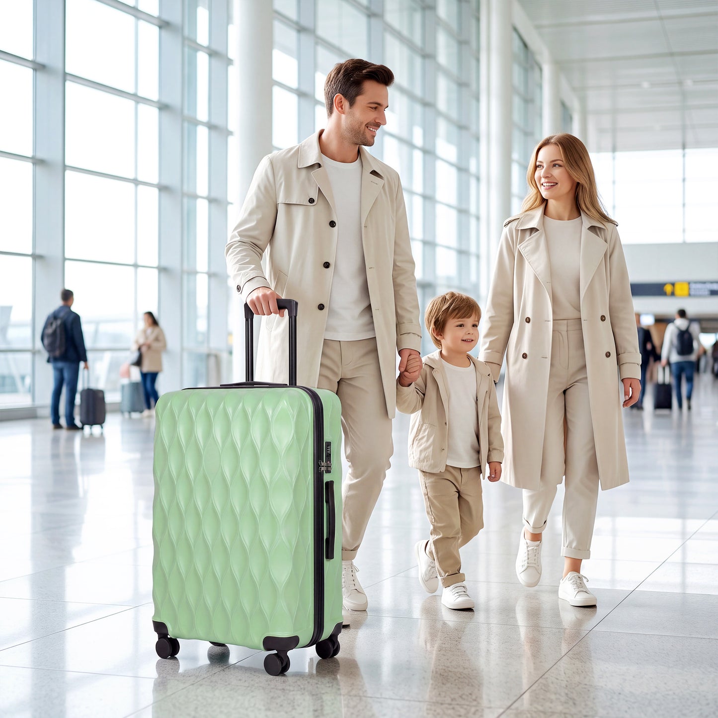 HOMCOM 28Inch Suitcase, ABS Hard Shell Checked Luggage with TSA Lock, Spinner Wheels, Telescopic Handle, Green