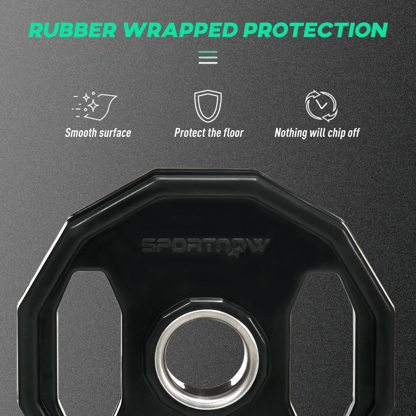 SPORTNOW Olympic Weight Plates Set, Metal/Rubber Bumper Discs with 2"/5cm Holes for Home Gym, 2 x 5kg, Black