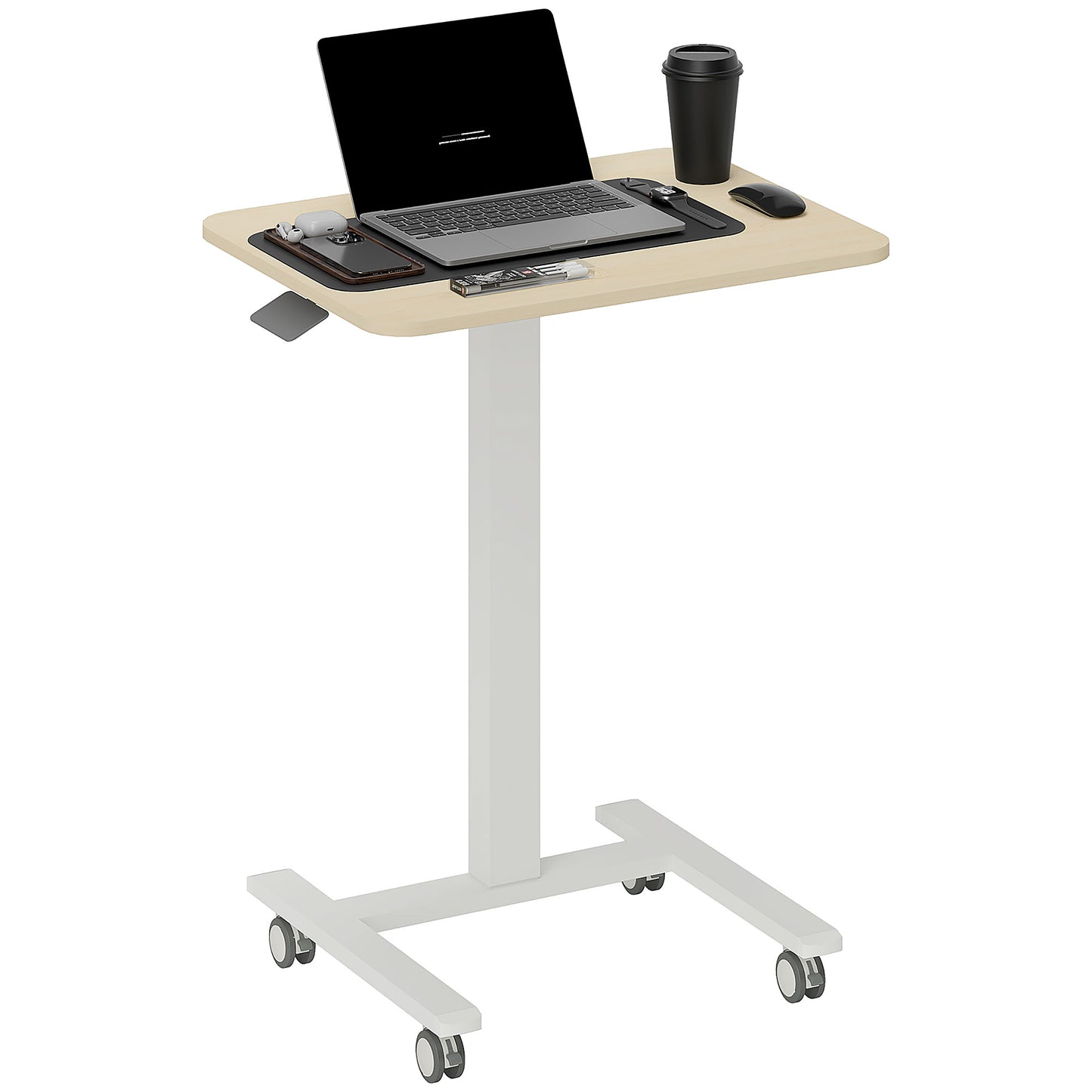 Vinsetto Movable Standing Desk, Adjustable Sit-Stand Design with Crank, Natural Wood