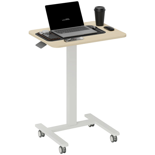 Vinsetto Movable Standing Desk, Adjustable Sit-Stand Design with Crank, Natural Wood