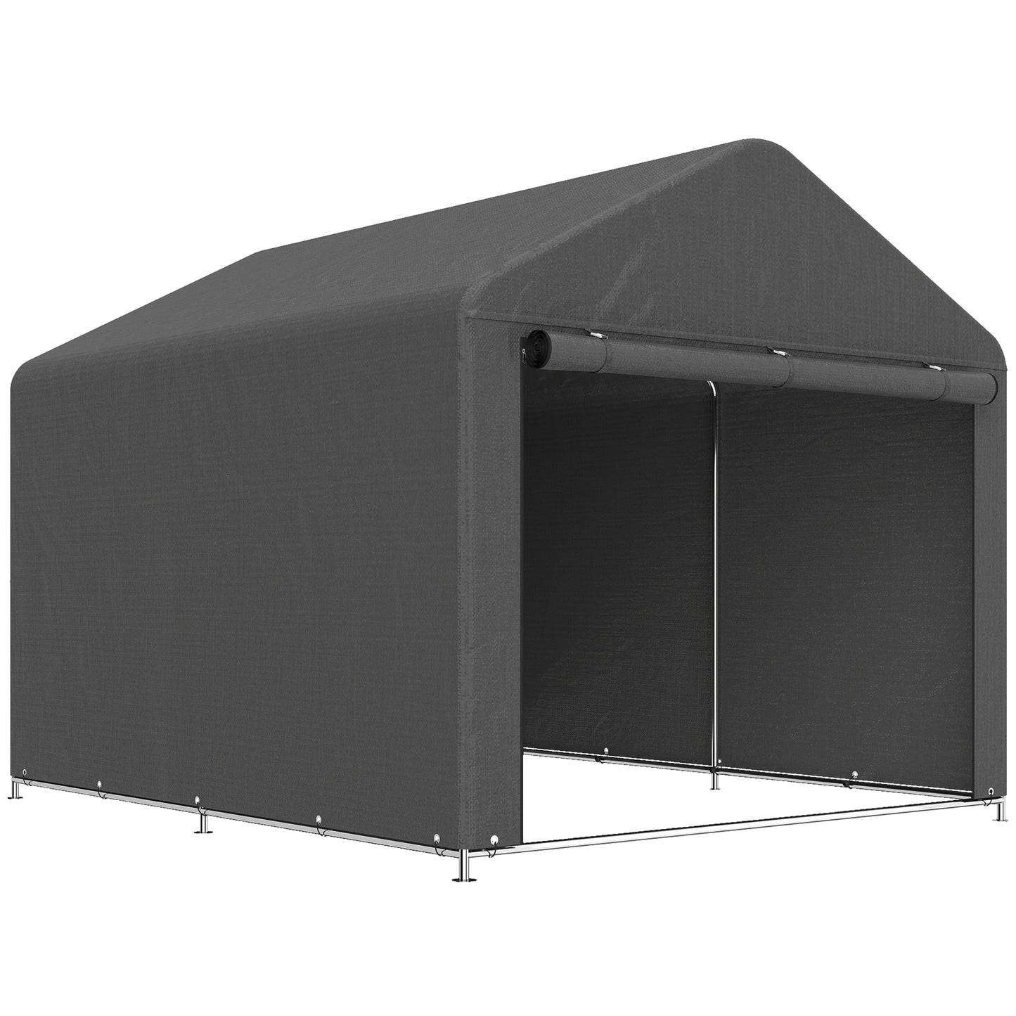 Outsunny Portable Garden Storage Shed Metal Frame Dark Grey