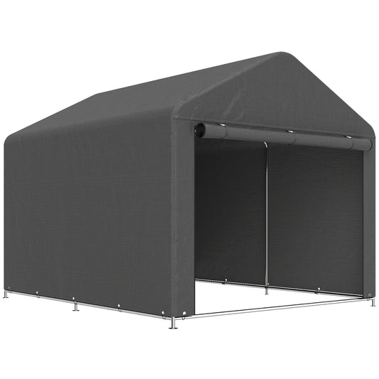 Outsunny Portable Garden Storage Shed Metal Frame Dark Grey
