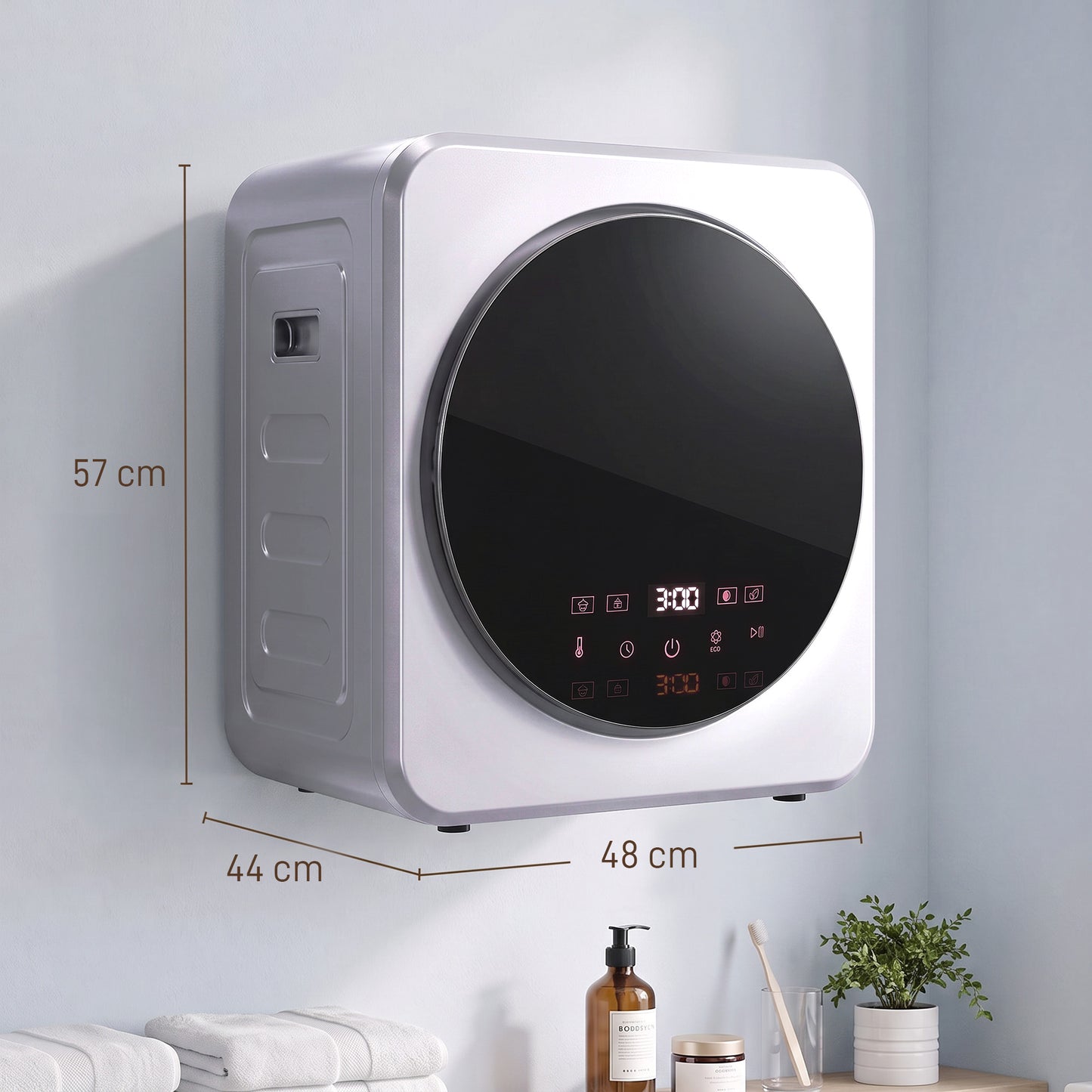 HOMCOM Vented Tumble Dryer, 4 kg Front Tumble Dryer with Stainless Steel Tub, 800W Compact Freestanding, Silver