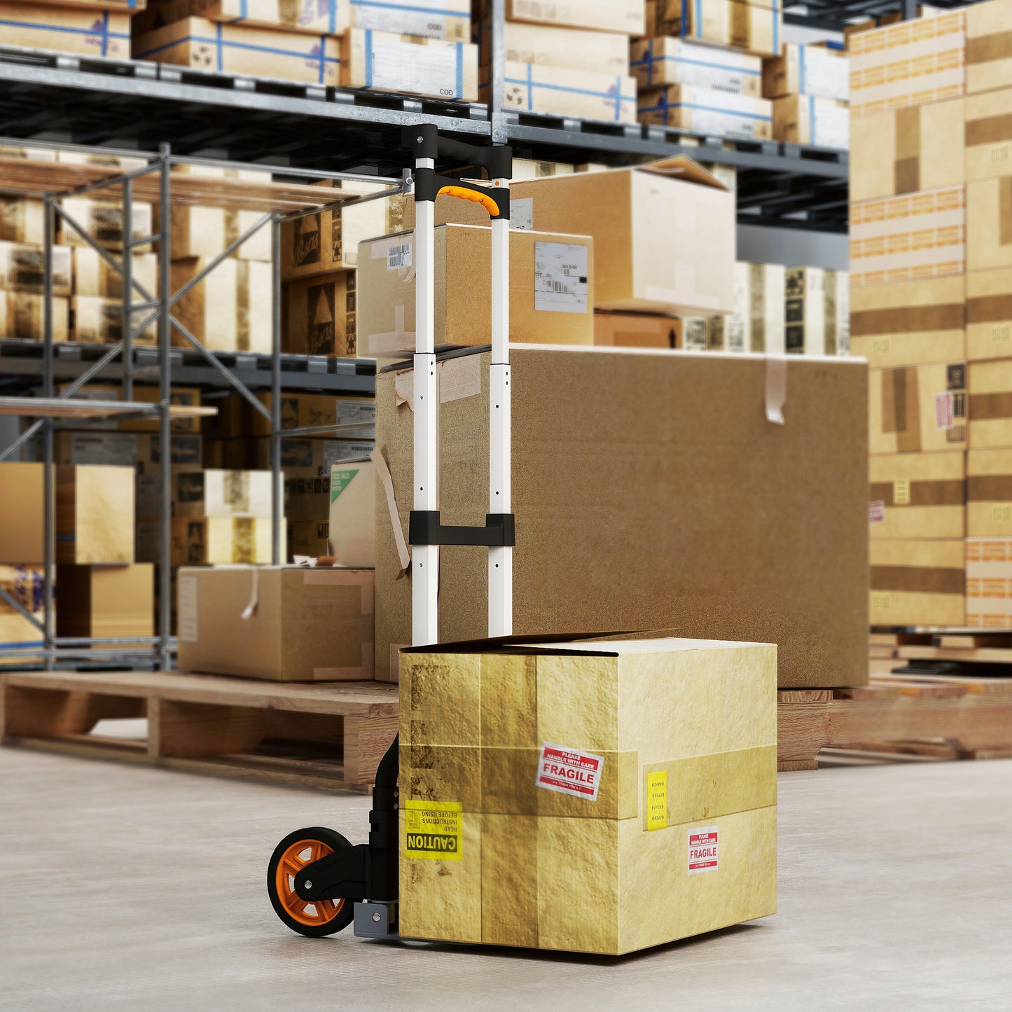 HOMCOM Sack Truck, 70kg Lightweight Foldable Hand Truck with Wheels and Telescoping Handle for Warehouse, Office, Luggage, Silver Tone