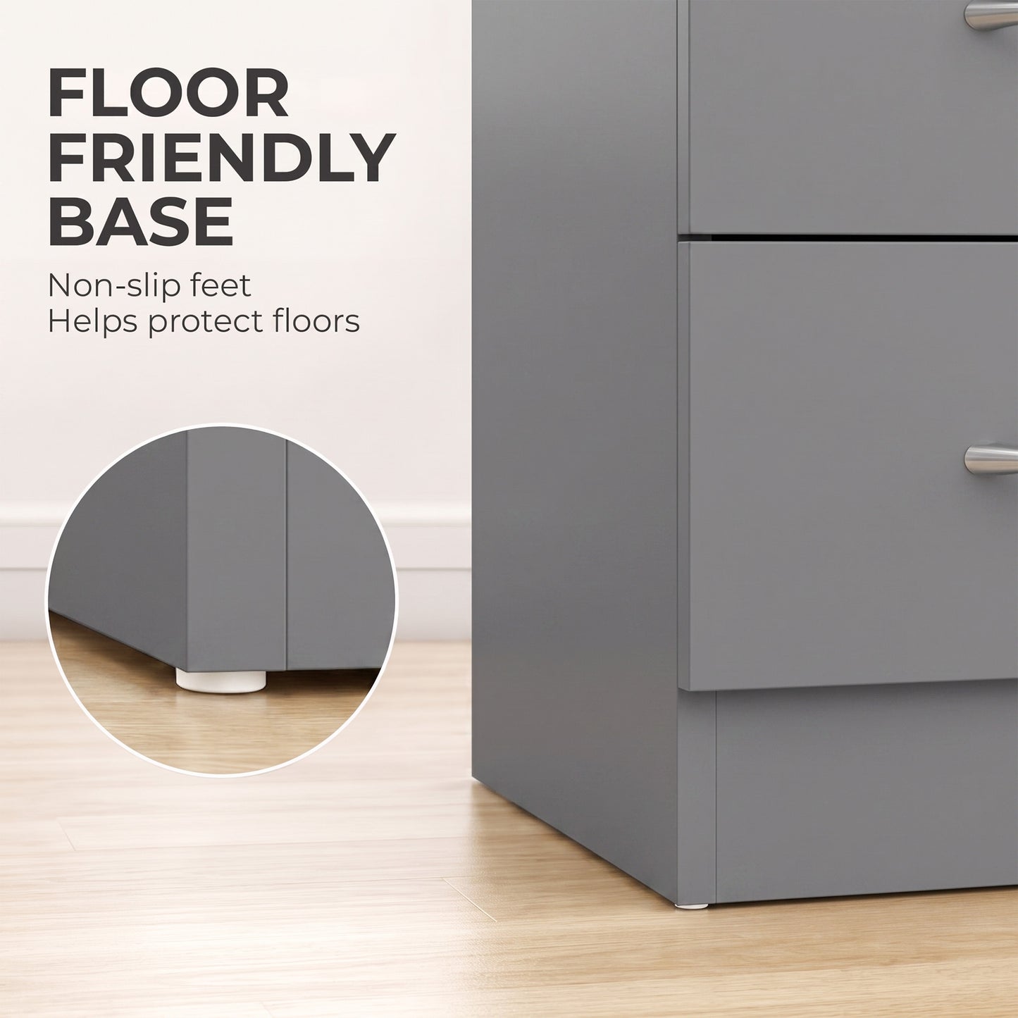 HOMCOM Three-Drawer Simple Bedside Table - Grey