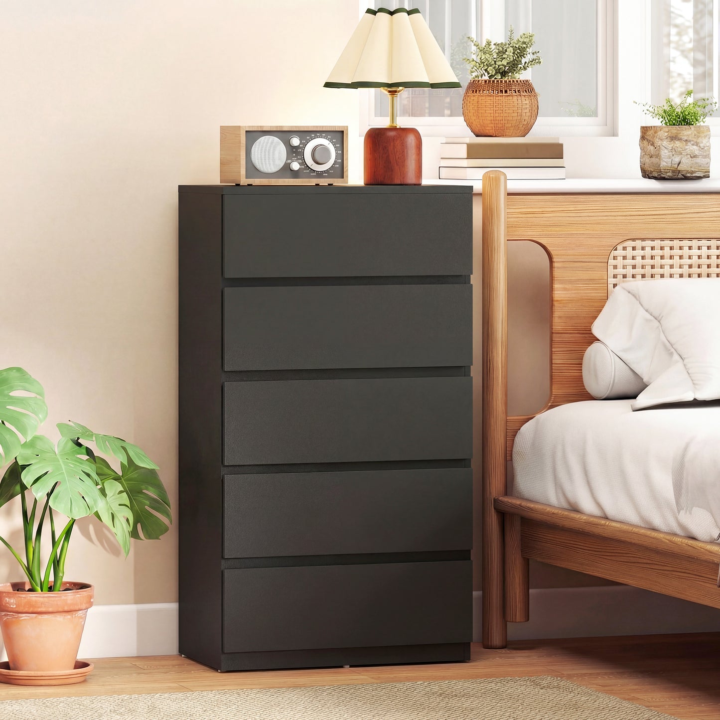 HOMCOM Chest of Drawers, 5-Drawer, Modern Dresser, Storage Drawer Unit for Bedroom