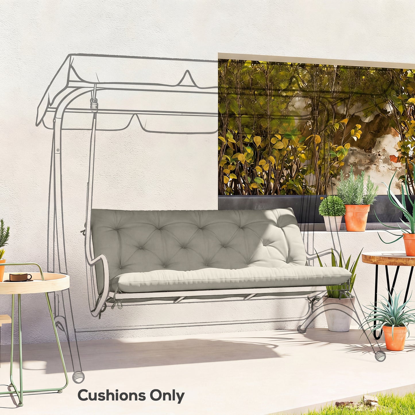 Outsunny Garden Bench Cushion, 2 Seater Swing Chair Cushion, Seat Pad for Indoor and Outdoor Use, 110 x 120 cm