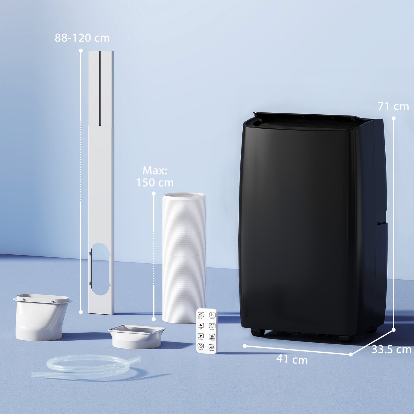 HOMCOM Portable Air Conditioner 14000 BTU, 4-in-1 Air Conditioning Unit, Dehumidifier, Cooling, Fan, Children Lock, 40m²