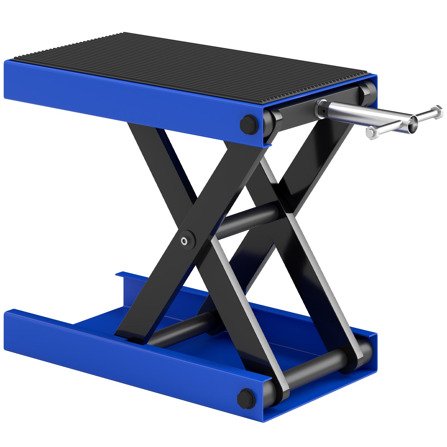 DURHAND Motorcycle Scissor Lift Jack, Anti-Slip Deck, Steel Repair Stand, Blue