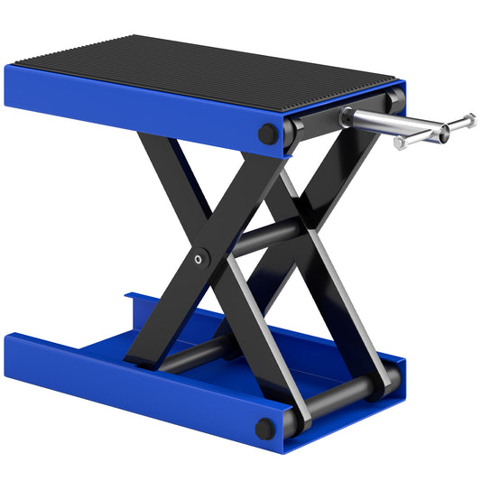 DURHAND Motorcycle Scissor Lift Jack, Anti-Slip Deck, Steel Repair Stand, Blue