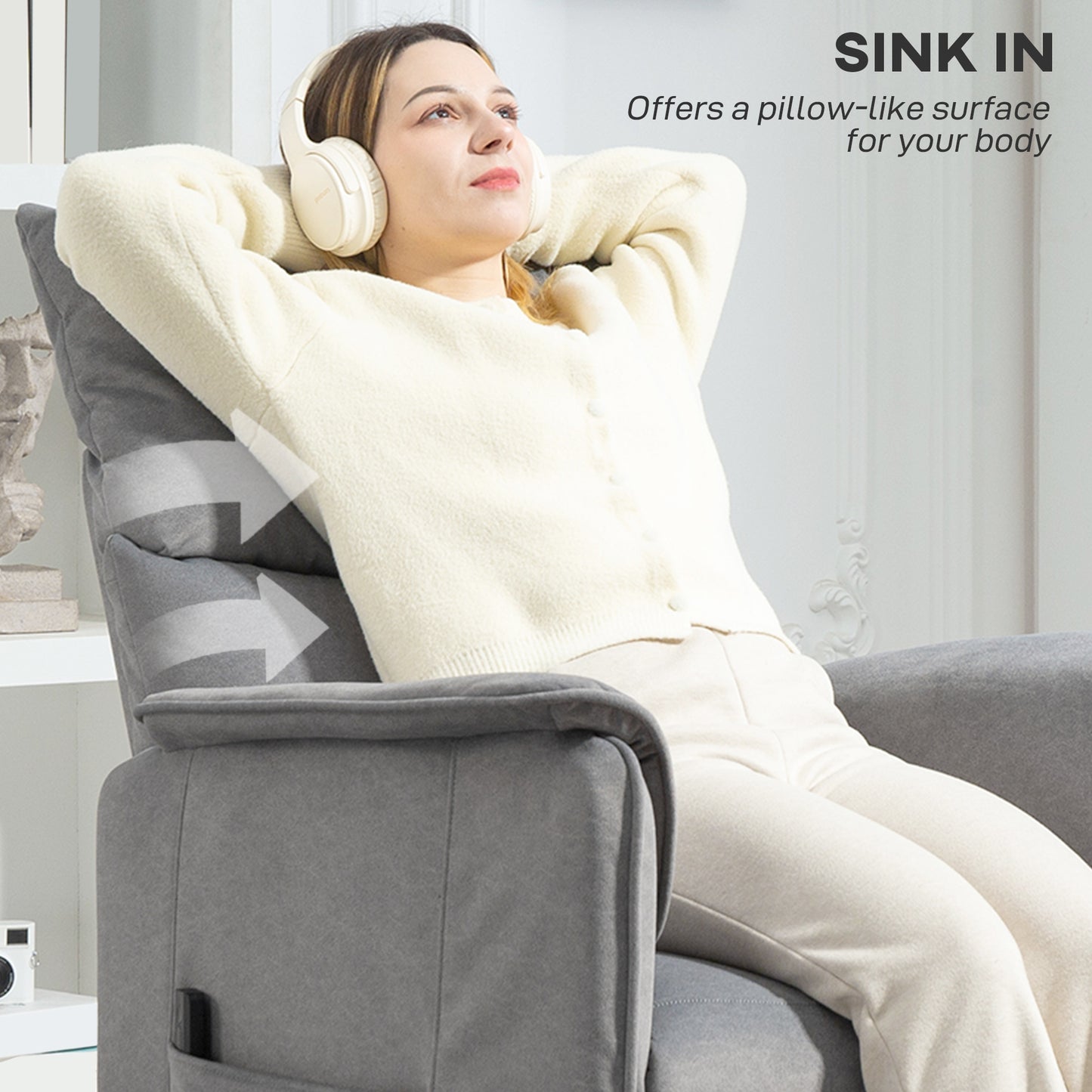 HOMCOM Power Lift Recliner Chair, Reclining Chair with Remote, Pocket Springs, Silent Motor and Side Pockets, Grey
