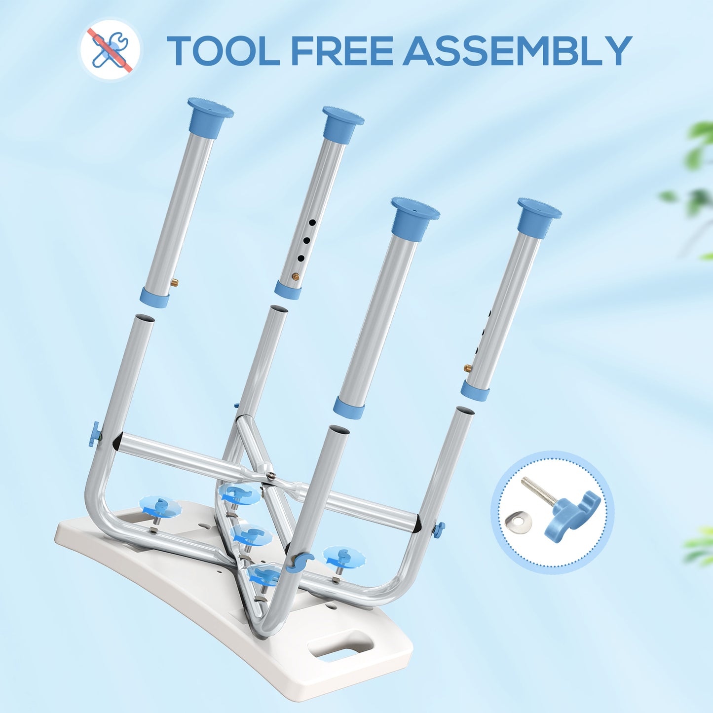 HOMCOM 44-51.5cm Aluminium Frame Shower/Bath Stool - Light Blue