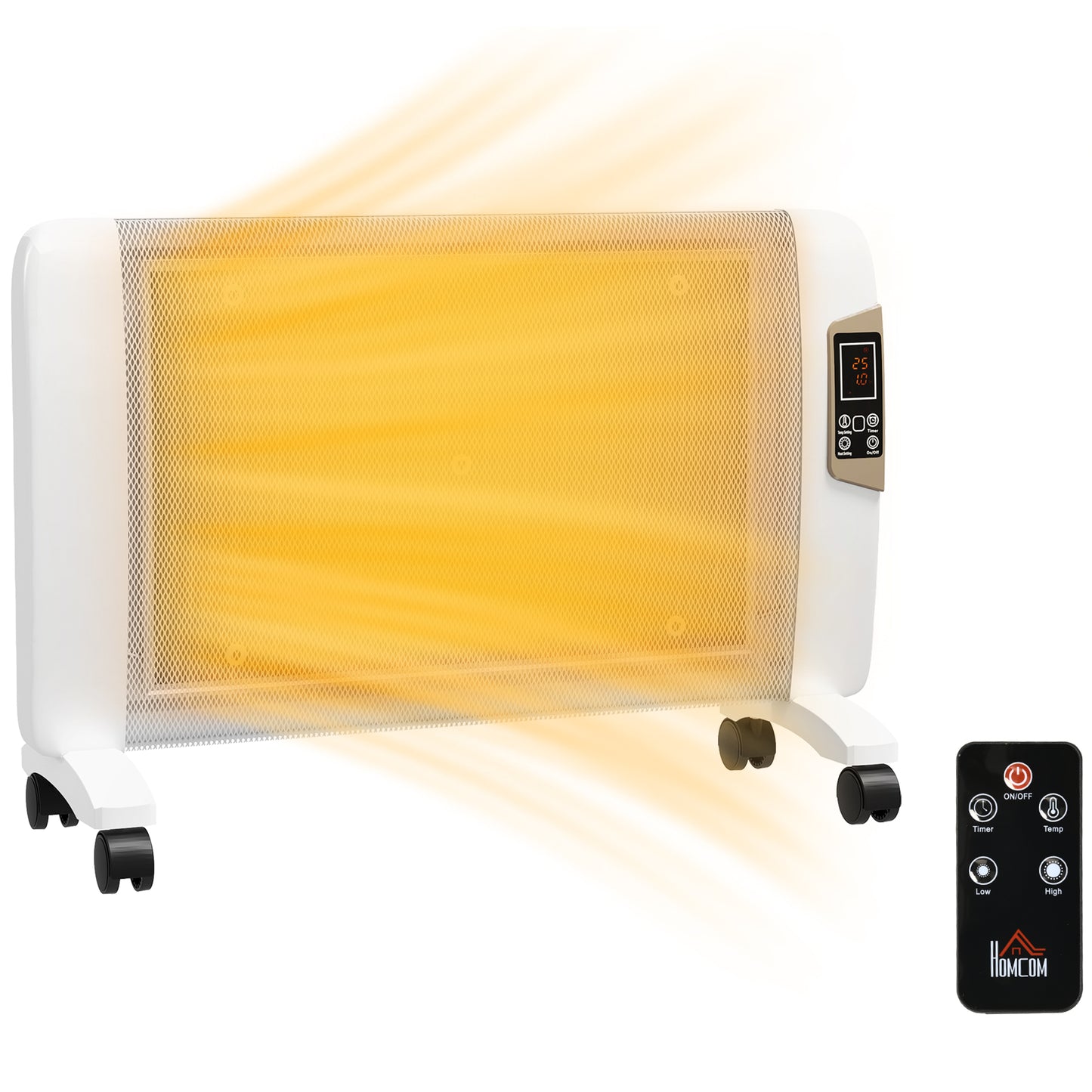 HOMCOM Mica Electric Space Heater, Portable Heater for Home with 2 Heat Settings White