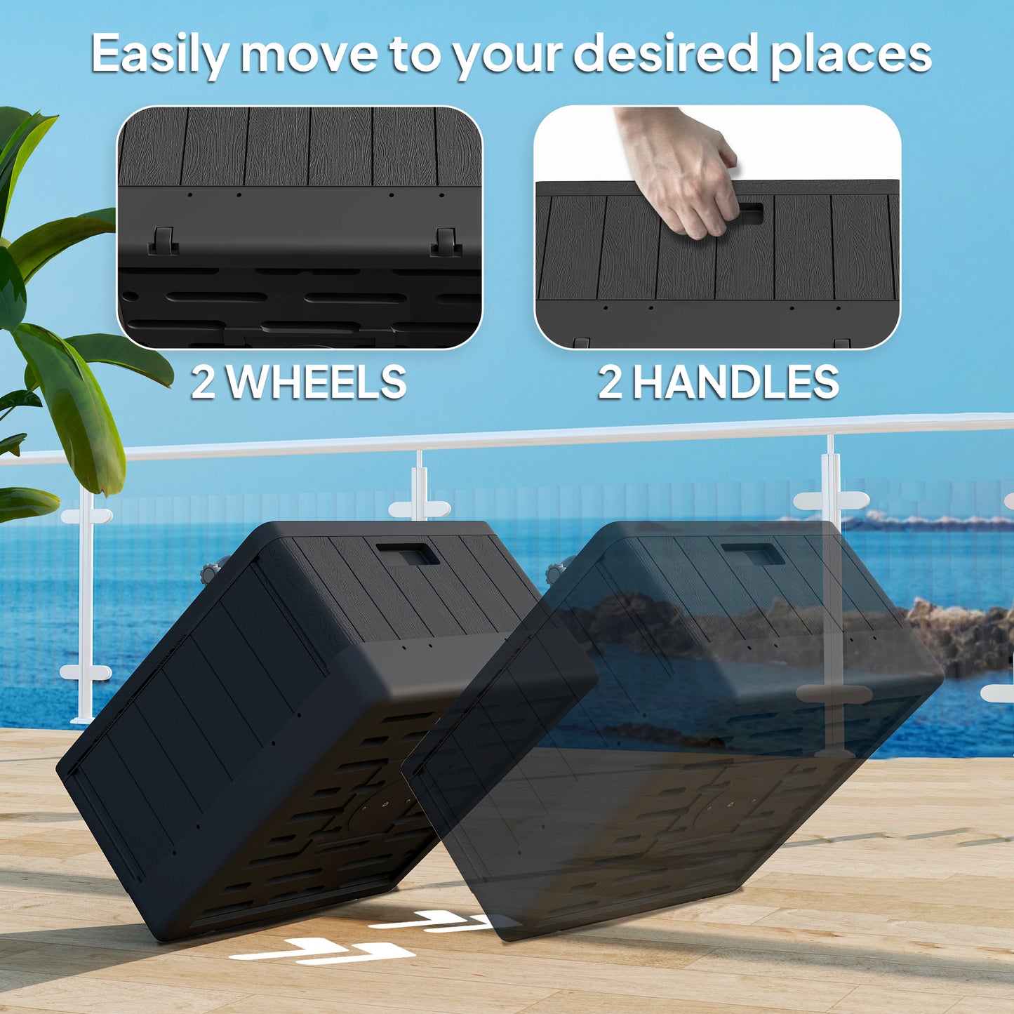 Outsunny Garden Parasol Base with Wheels, Handles, 80kg Stand/50kg Water Fill, Black