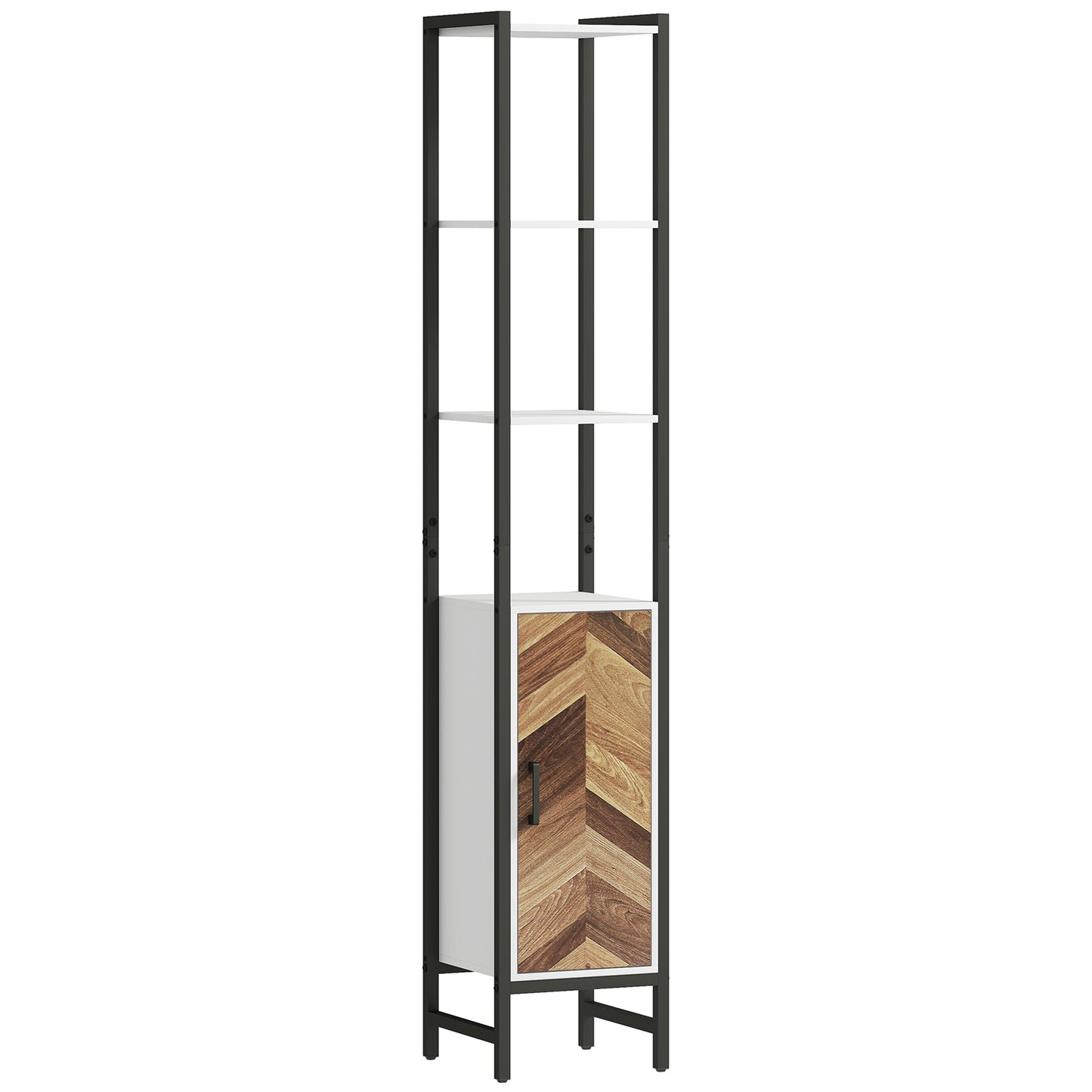 HOMCOM Tall Bathroom Cabinet with Adjustable Shelf, 30 x 30 x 170 cm, White