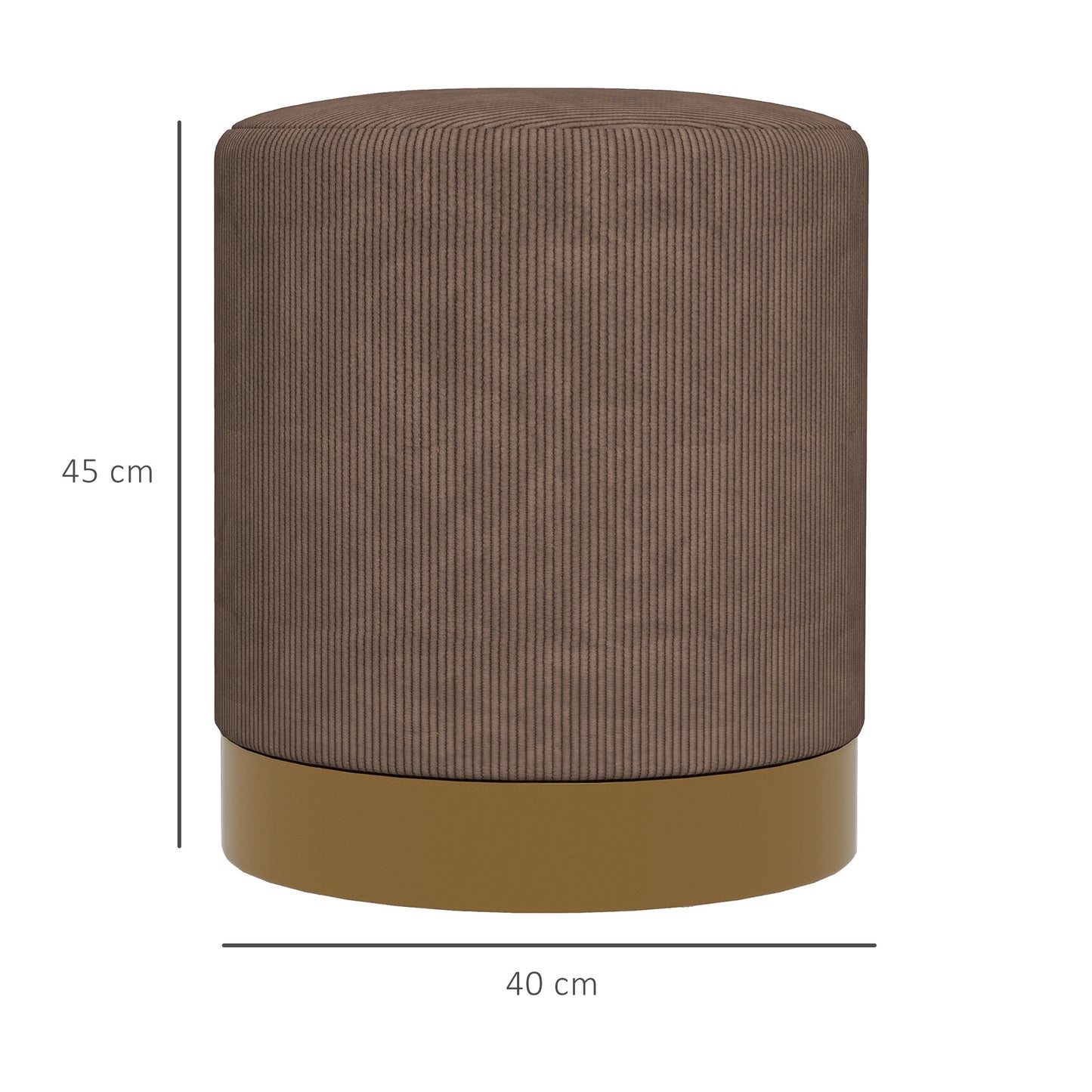 HOMCOM Soft Padded Corduroy Footstool - Light Brown