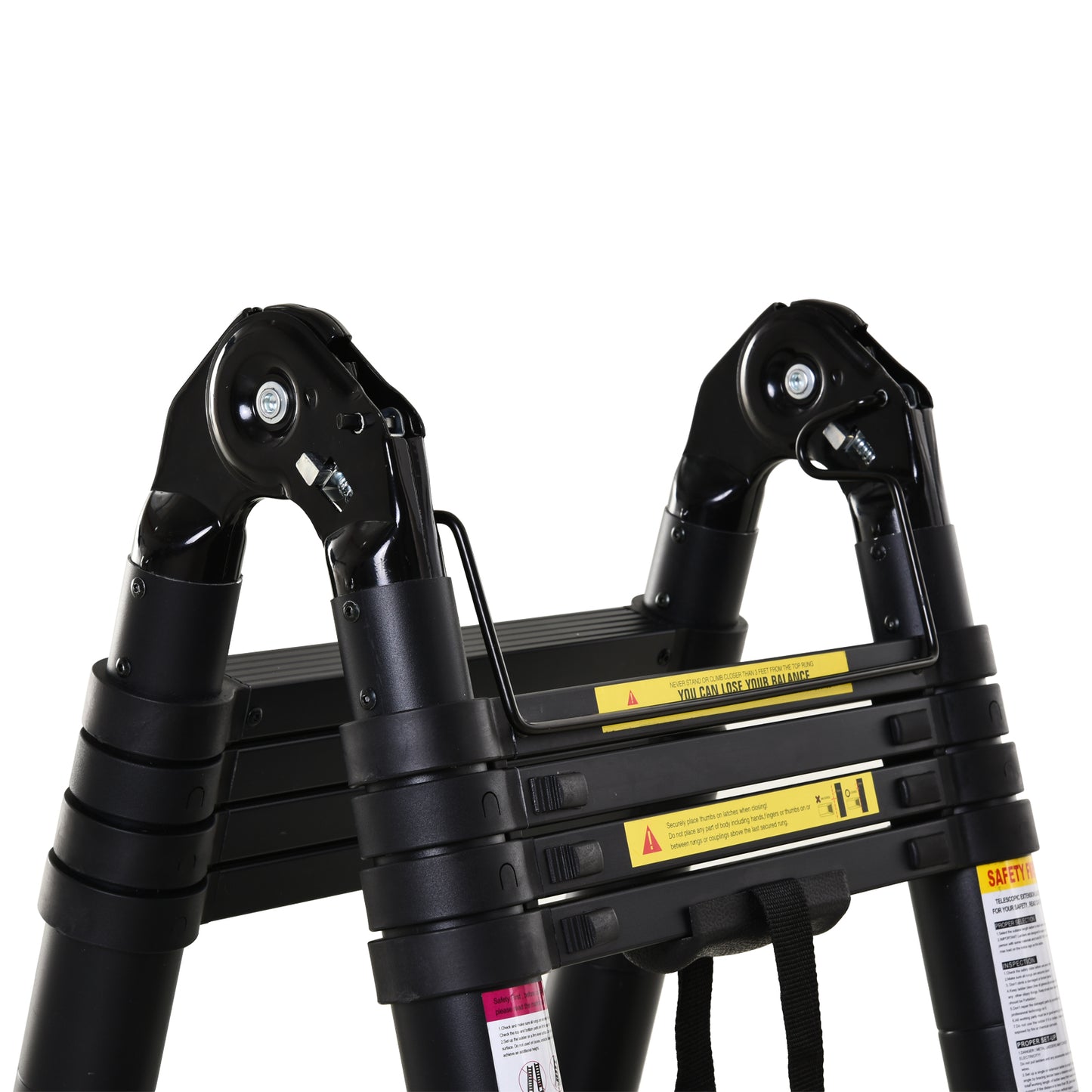 DURHAND 3.2m Telescopic Ladder with Anti-slip Pedals Black