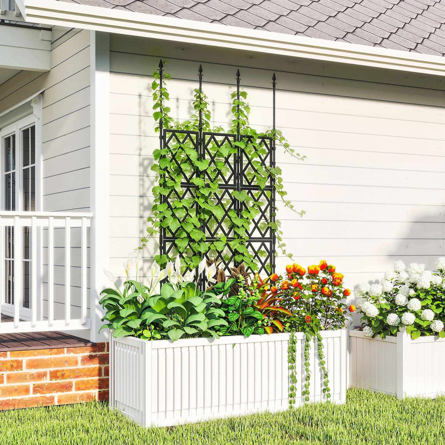 Outsunny Foldable Garden Trellis, Lattice Climbing Support Trellis for Garden, DIY Assembly, 85 x 197 cm, Black