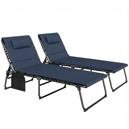 Outsunny Set of Two Reclining Sun Loungers Blue