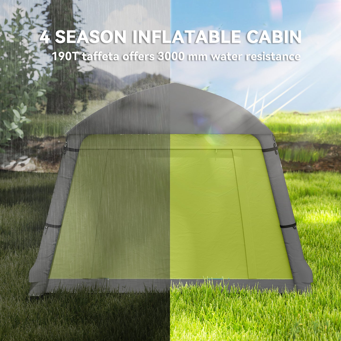 Outsunny Inflatable Camping Tent w/ Hand Pump, Easy Setup for 1-2 People, Waterproof & Windproof with Mesh Windows, Doors & Carry Bag, Green/Brown