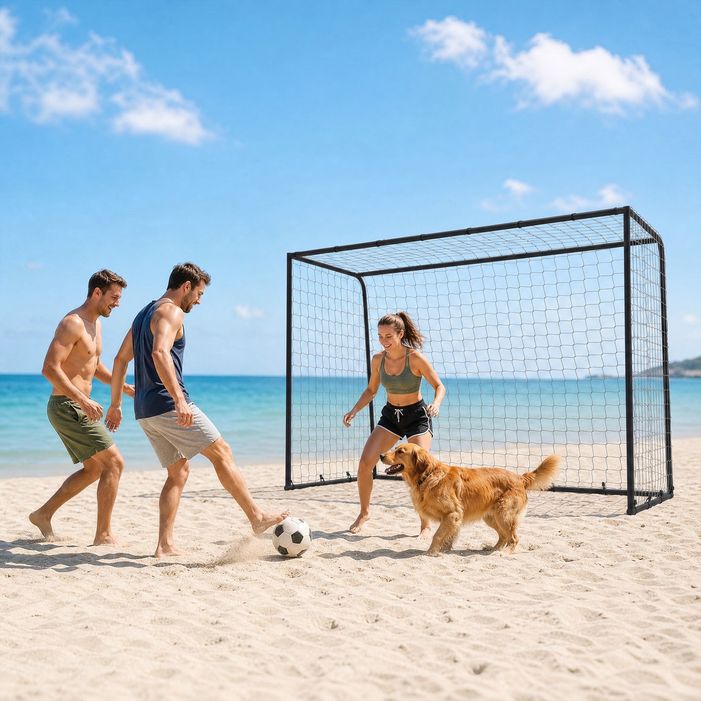 SPORTNOW Football Goal, 10 x 6.5ft Football Net with Ground Stakes and Metal Frame, Training Equipment for Indoor Outdoor Play