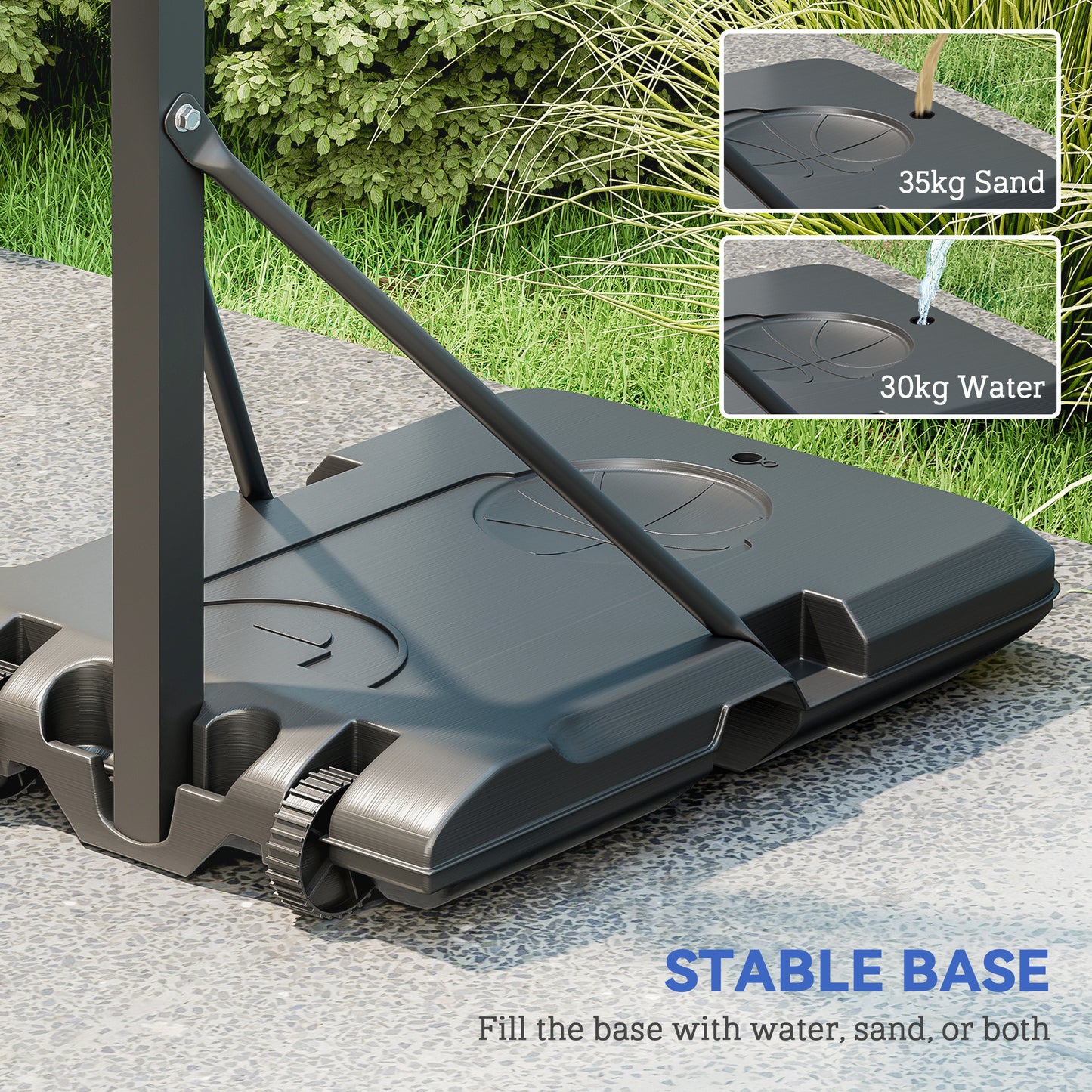 SPORTNOW Adjustable Basketball Hoop, 146-236cm Stand with Weighted Base, Shatterproof Backboard, Portable on Wheels, Outdoor Use