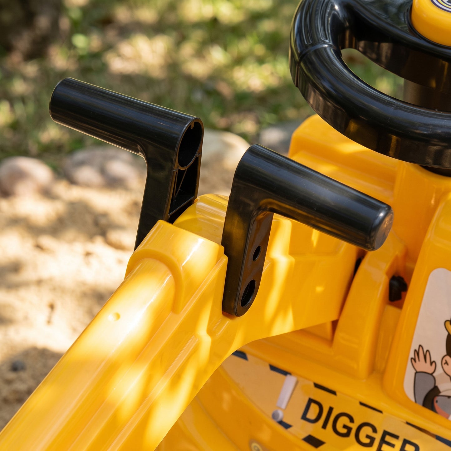 AIYAPLAY Ride On Tractor Digger, Toddler Excavator Toy Car with Adjustable Bucket, Horn, Under Seat Storage for Ages 1-3 Y Yellow