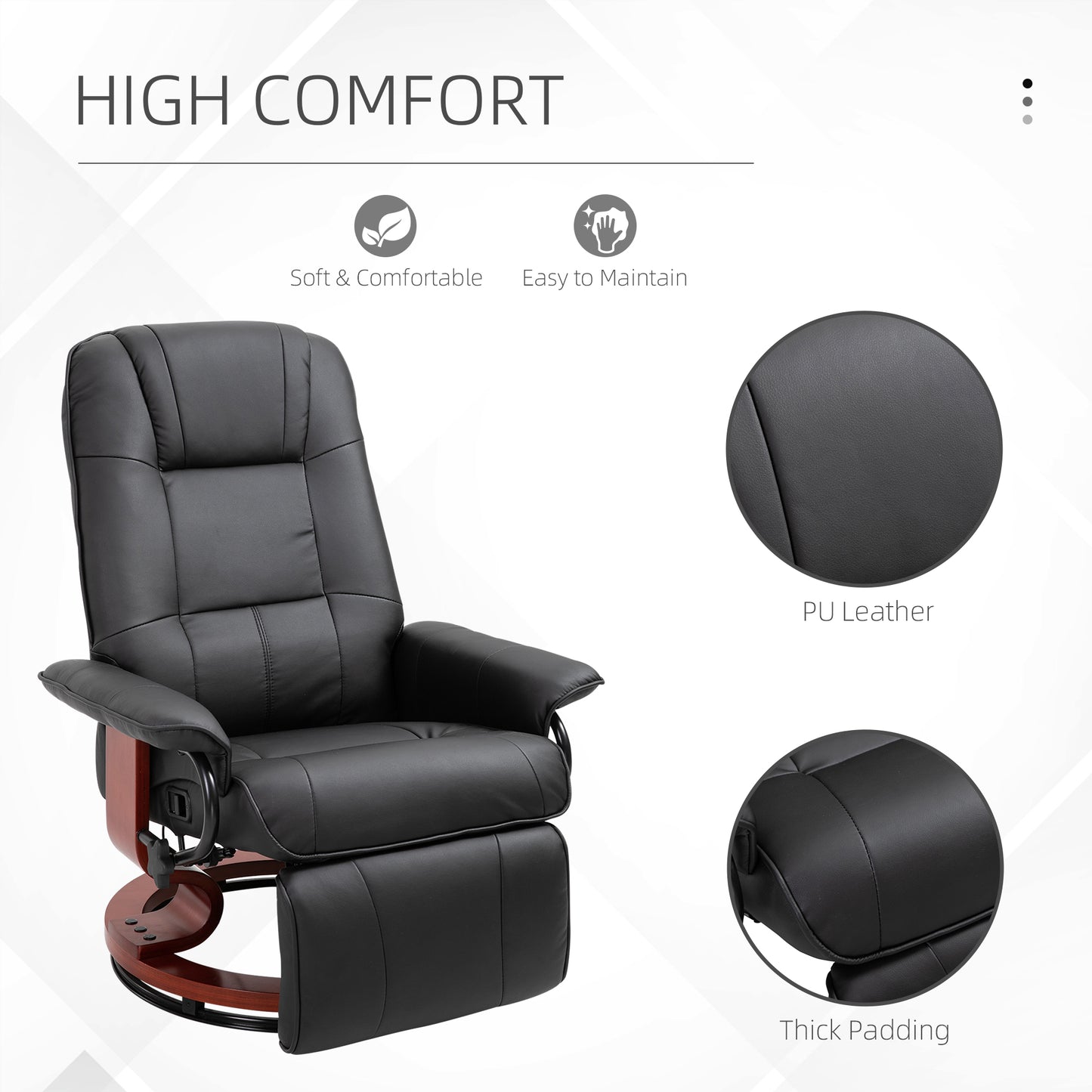 HOMCOM Linen-Like Armchair, with 145° Reclining Back and Footrest - Black
