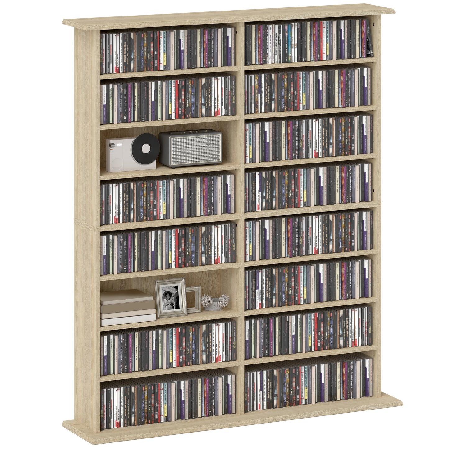 HOMCOM 720 CD/396 DVD/396 Blu-ray Storage Unit - Nature Wood Finish