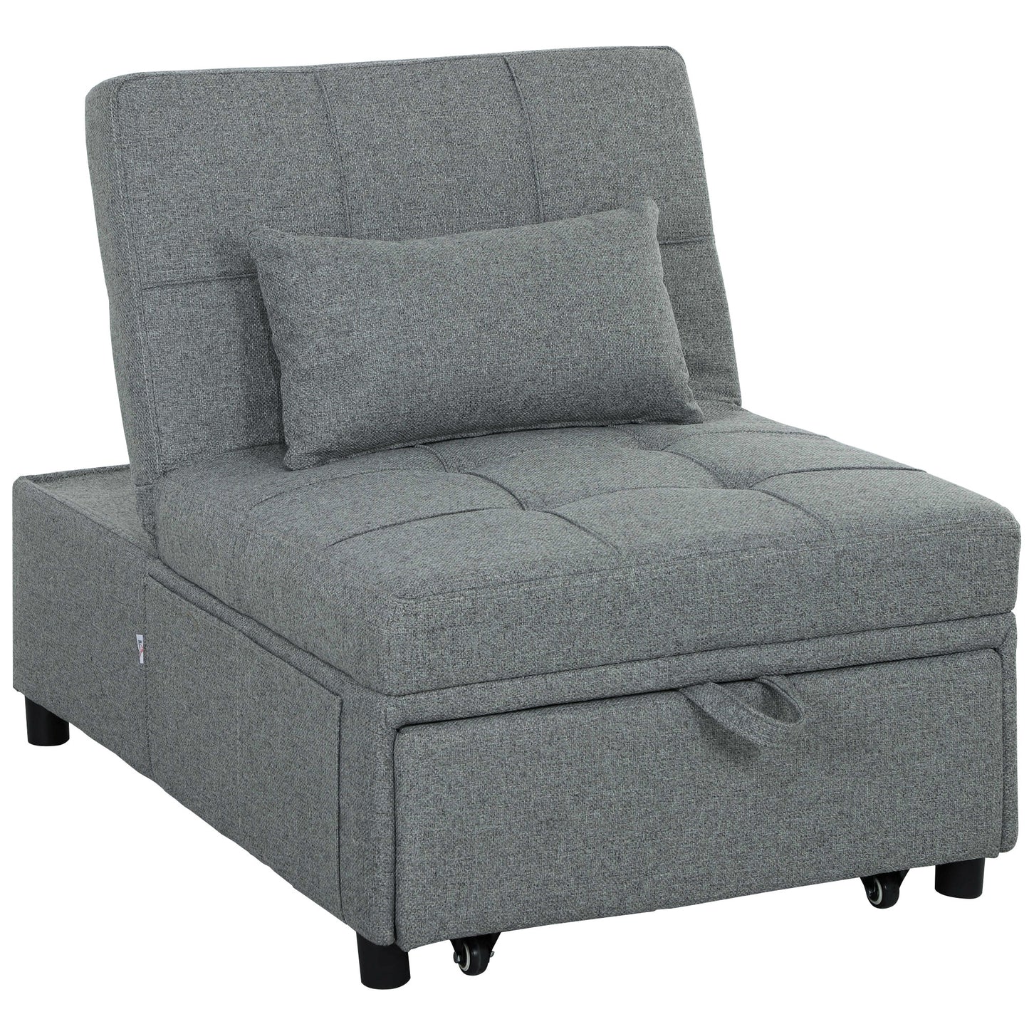 HOMCOM Four-In-One Single Sleeper Chair - Light Grey