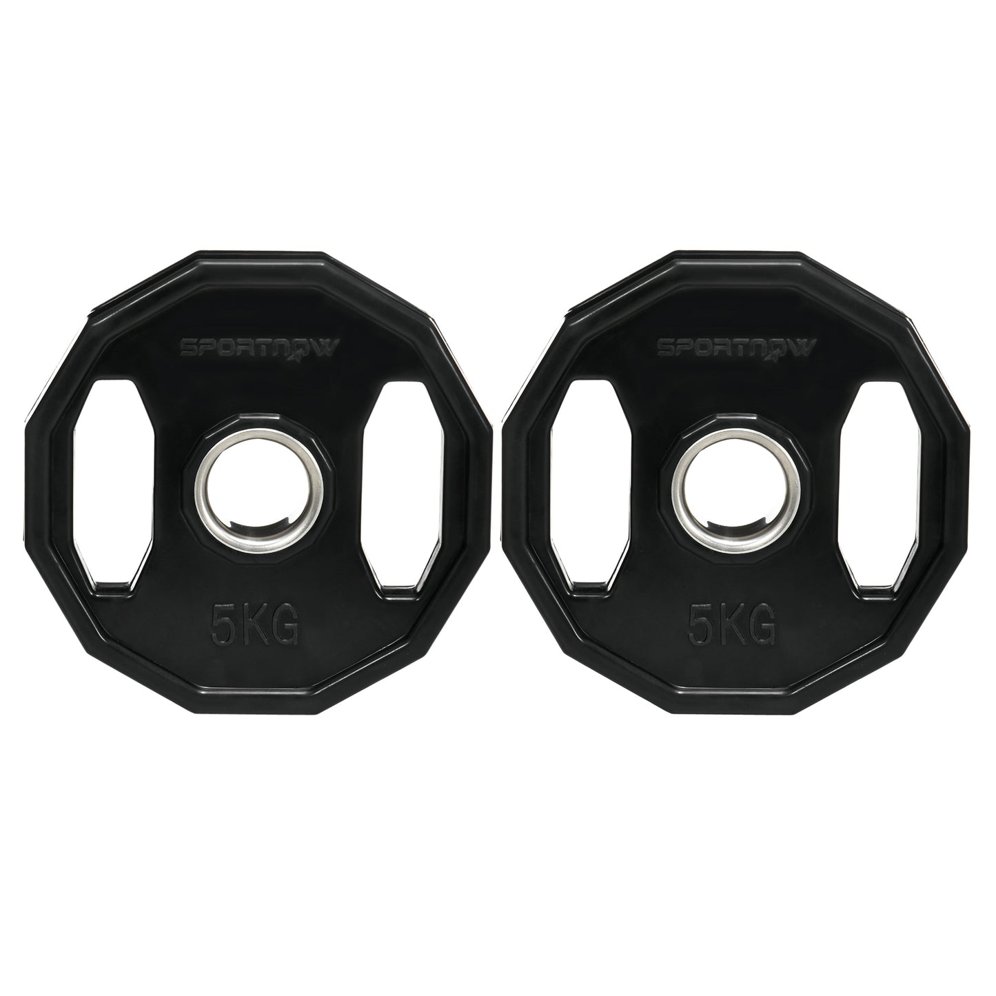 SPORTNOW Olympic Weight Plates Set, Metal/Rubber Bumper Discs with 2"/5cm Holes for Home Gym, 2 x 5kg, Black