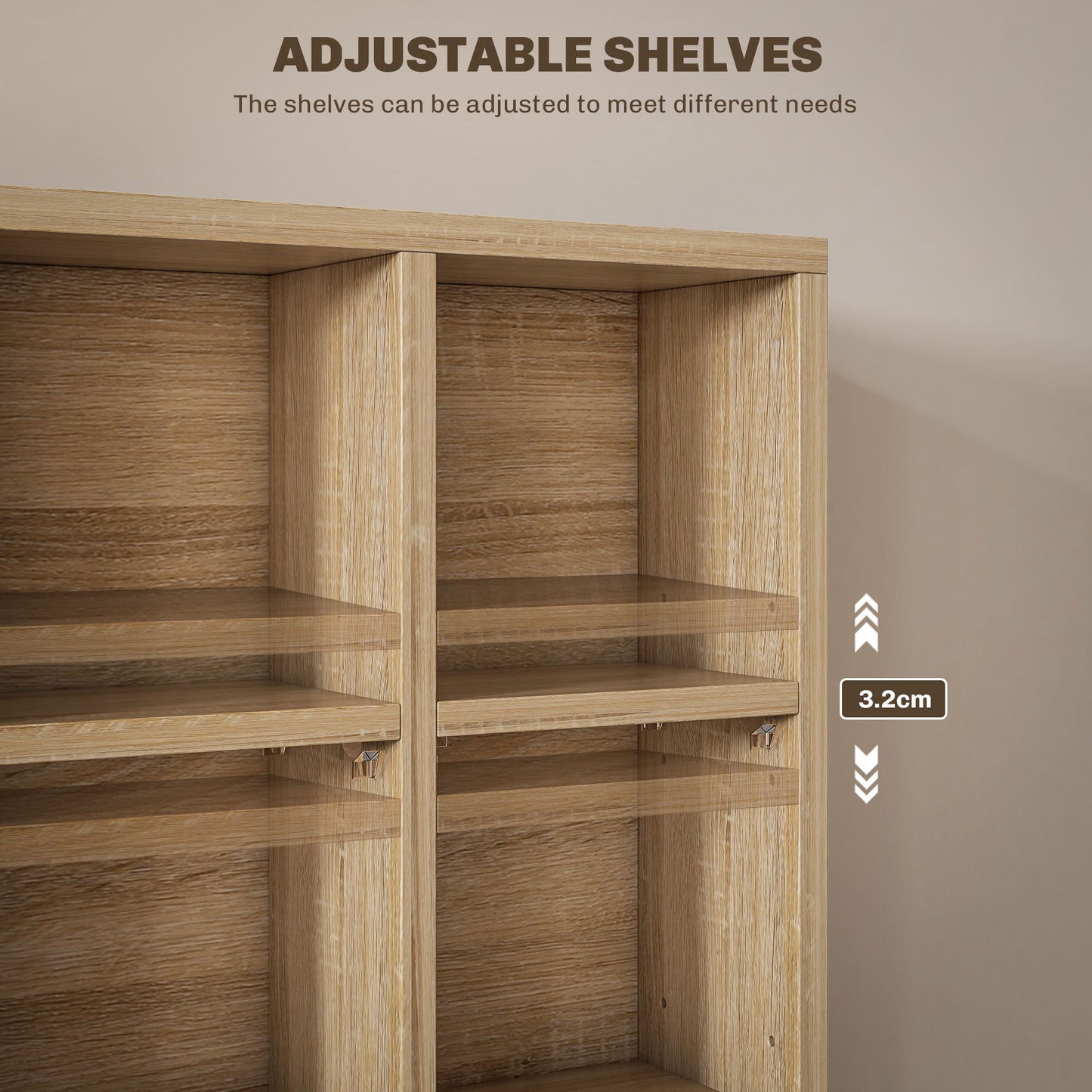 HOMCOM CD Storage Unit with Adjustable Shelves, 89 x 130.5 cm, Natural Wood Finish