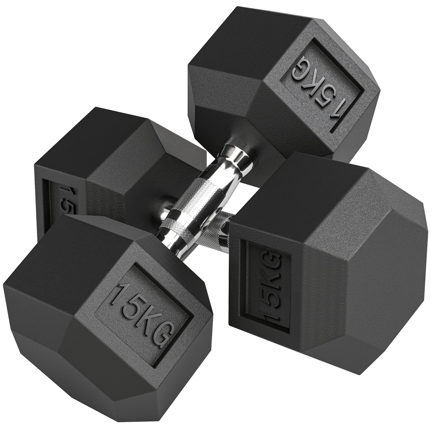 HOMCOM 30KG Rubber Hex Dumbbell Portable Hand Weights Dumbbell Home Gym